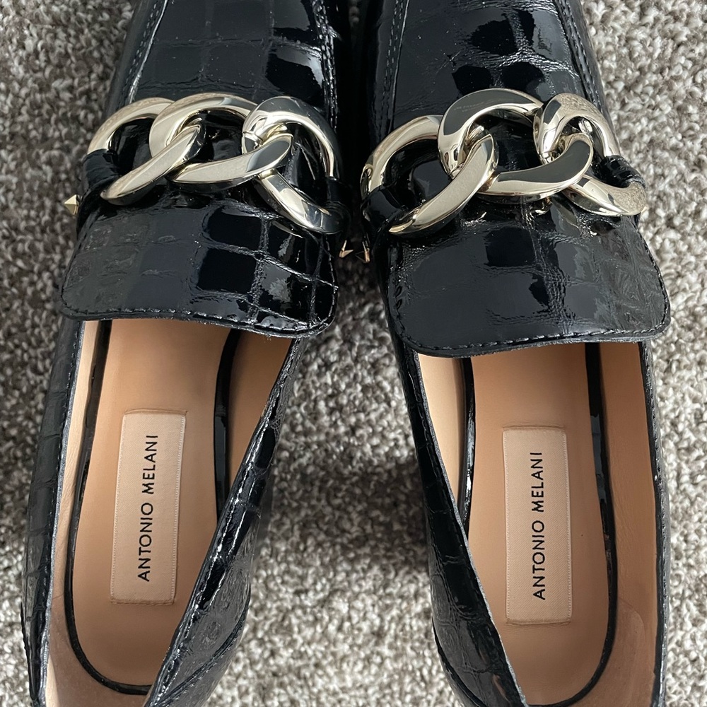 Antonio Melani black & gold alligator pattern dress shoes - Picture 3 of 4